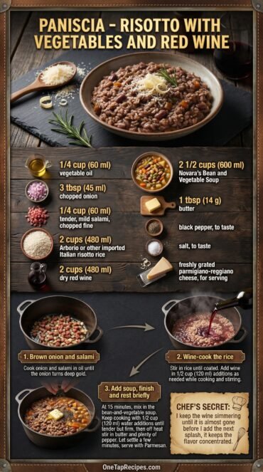 Paniscia - Risotto with Vegetables and Red Wine