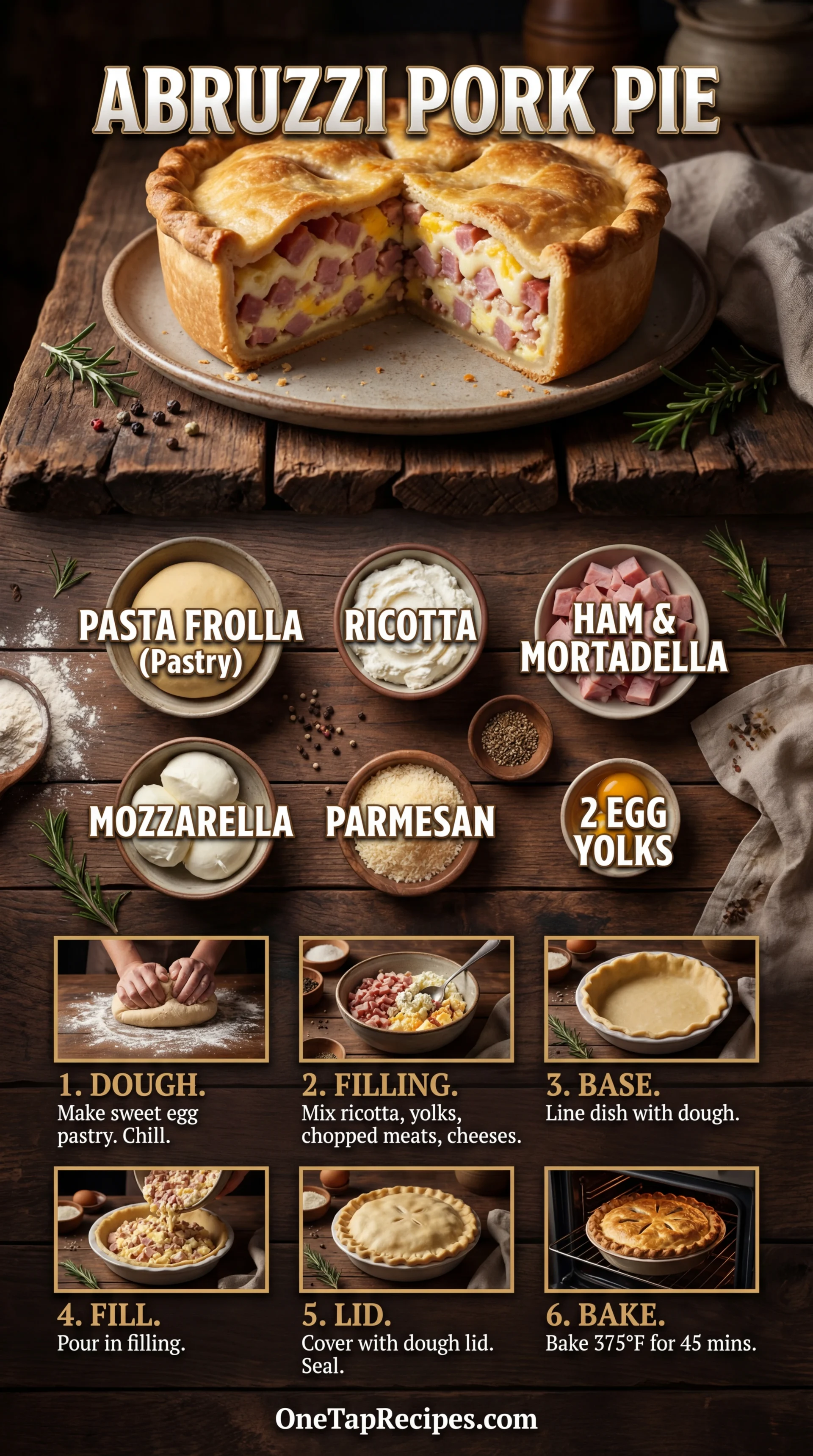 Pizza Rustica Pork and Cheese Pie, Abruzzi Style