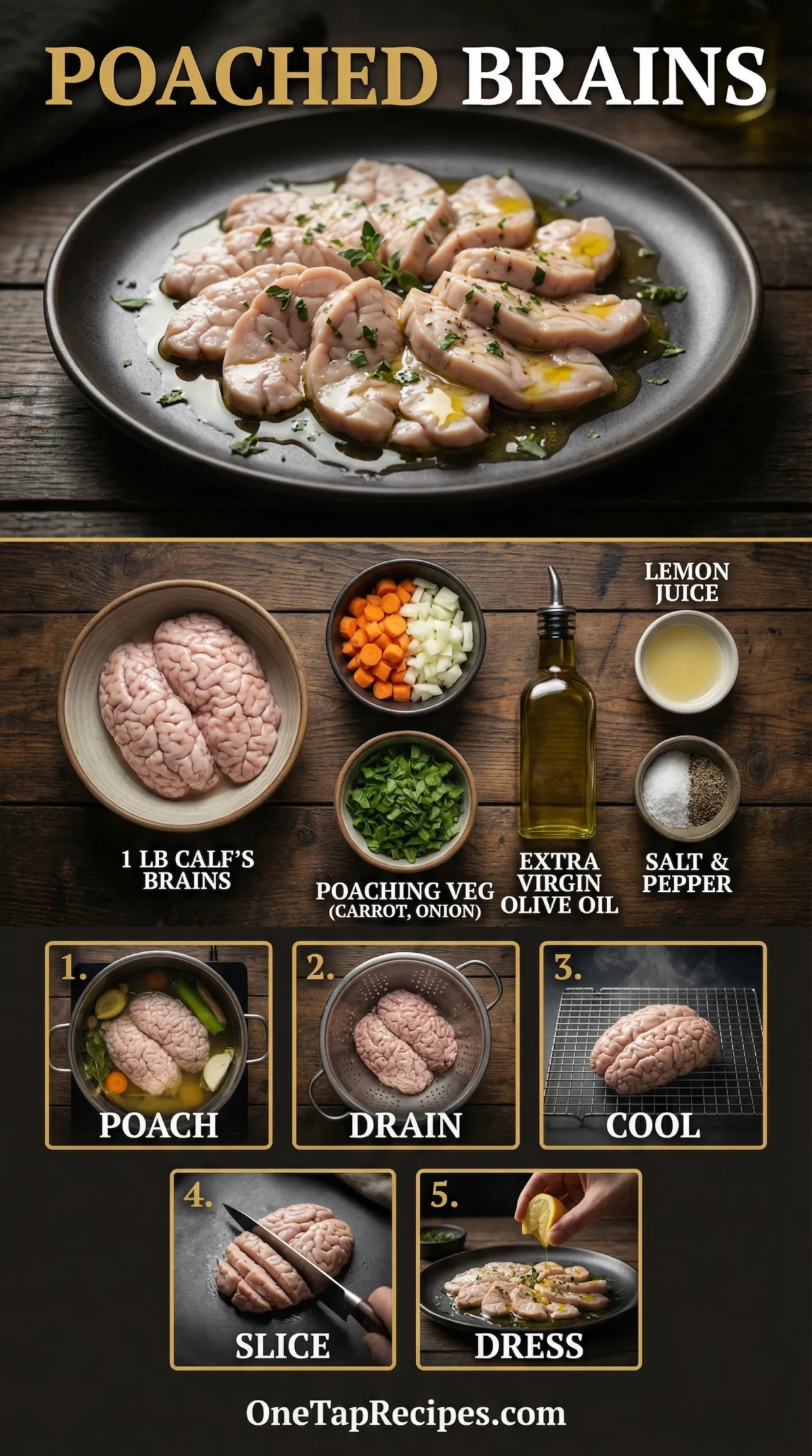 Poached Brains with Olive Oil and Lemon Juice