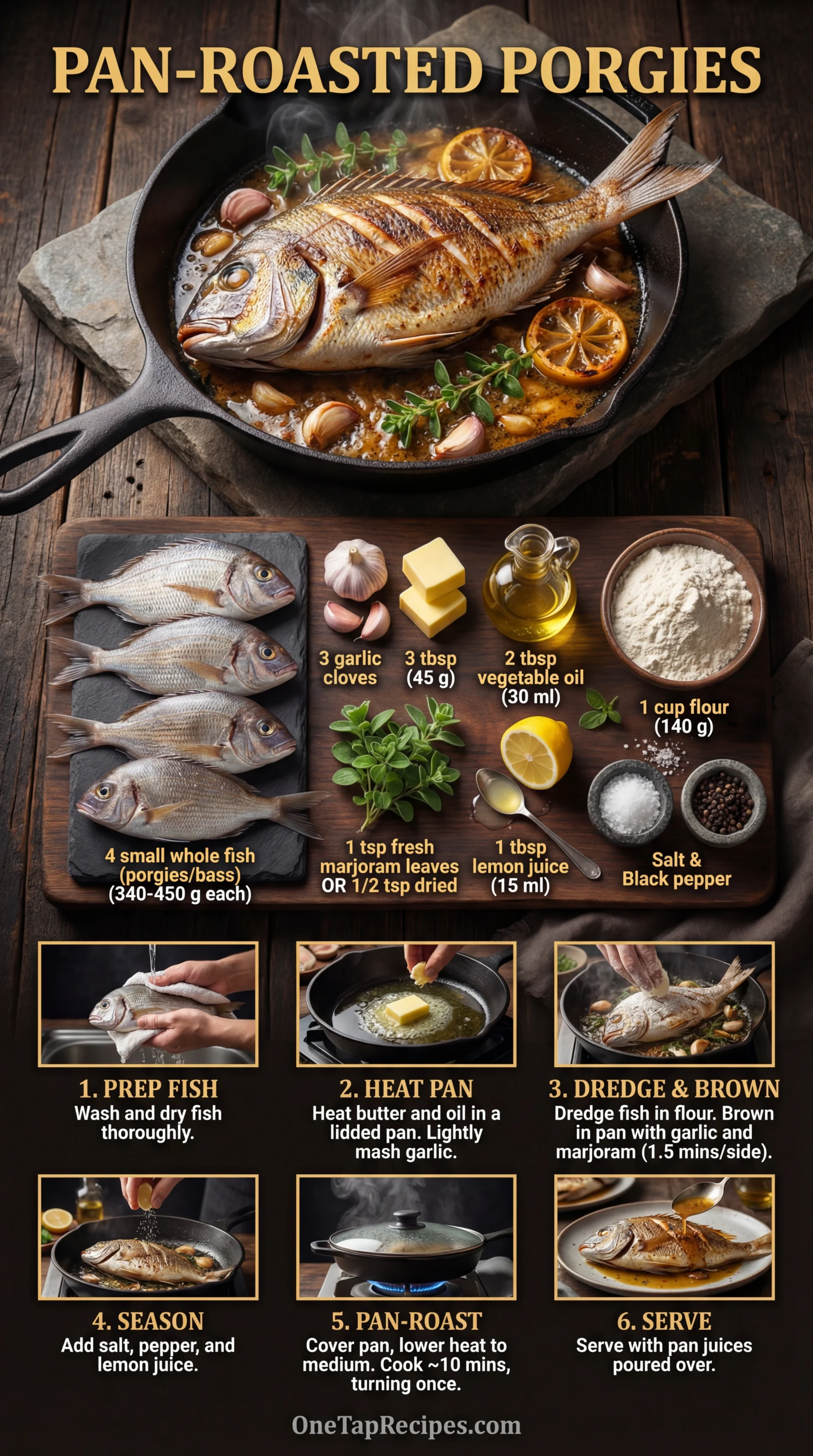 Porgies Pan-Roasted with Marjoram and Lemon