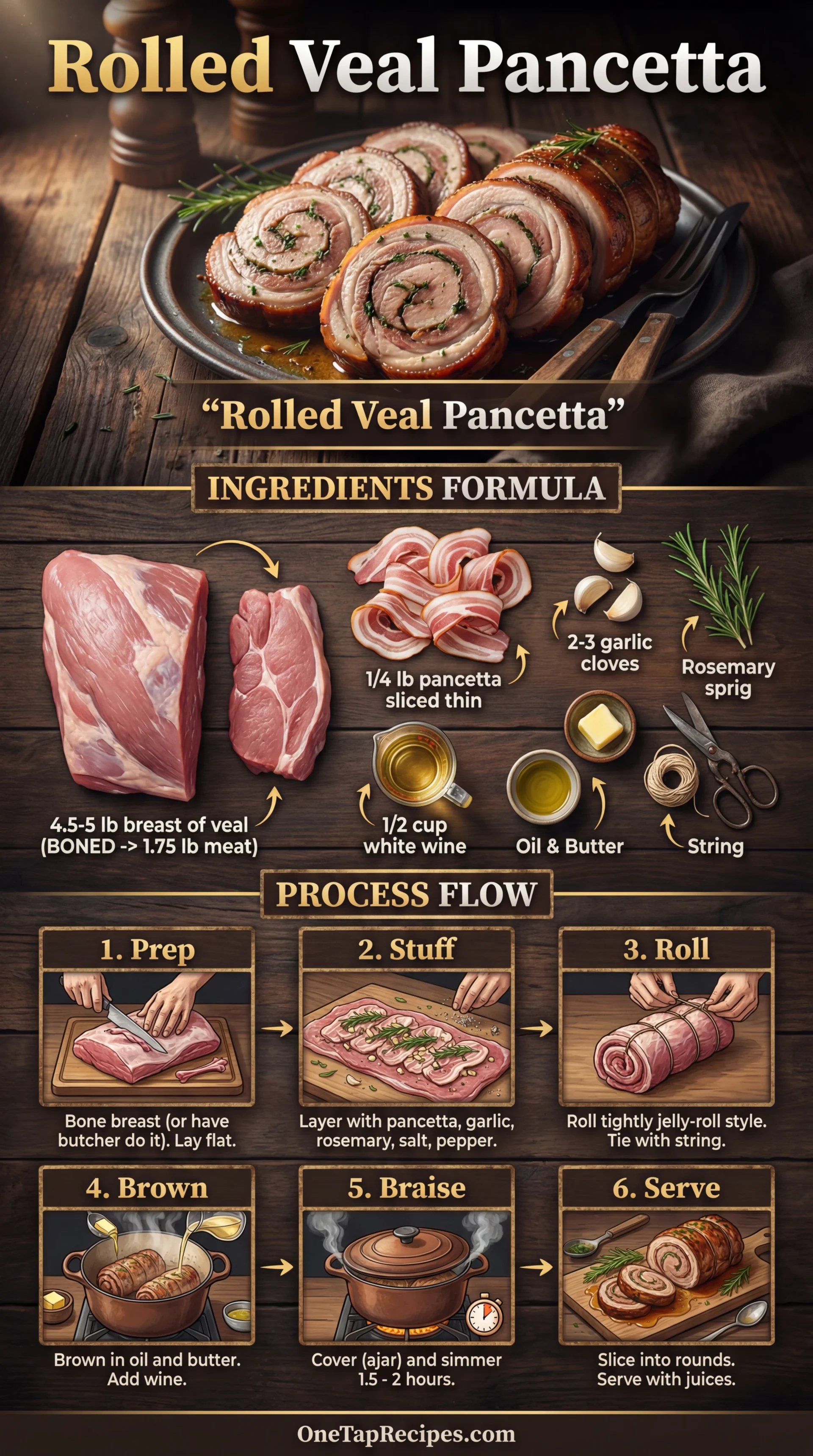 Rolled-Up Breast of Veal with Pancetta