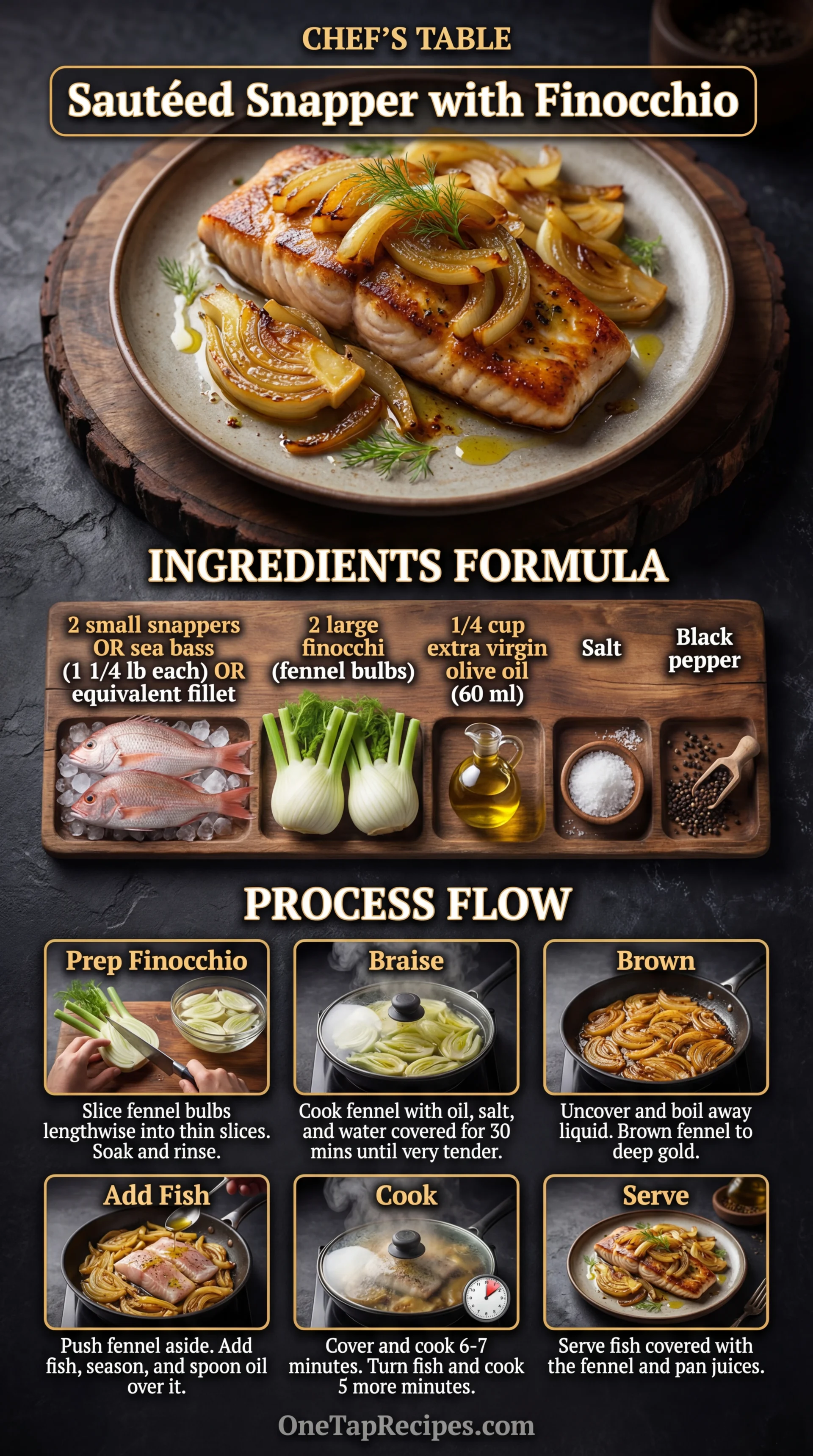 Sautéed Snapper or Bass with Finocchio, Sicilian Style