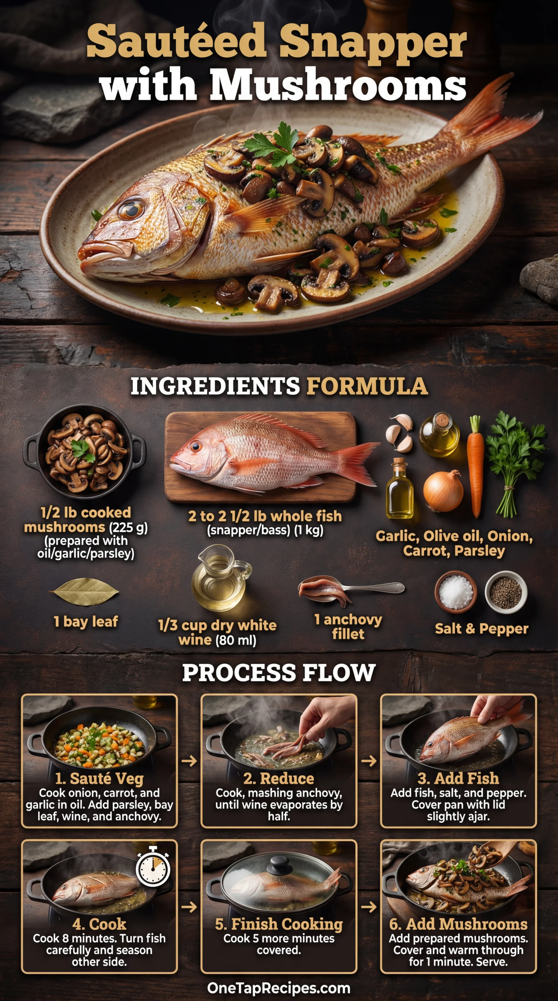 Sautéed Snapper or Other Whole Fish with Mushrooms