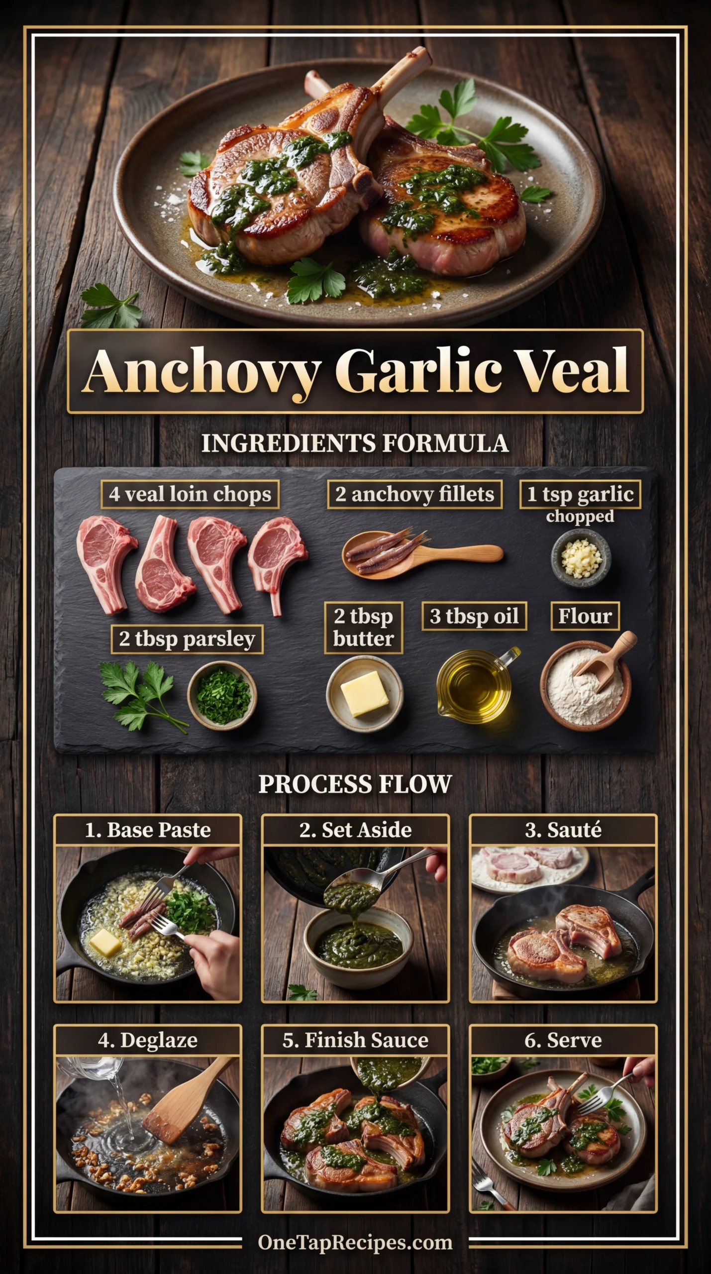 Sautéed Veal Chops with Garlic, Anchovies, and Parsley