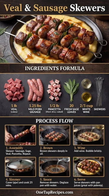 Skewered Veal and Sausage (All'uccelletto)