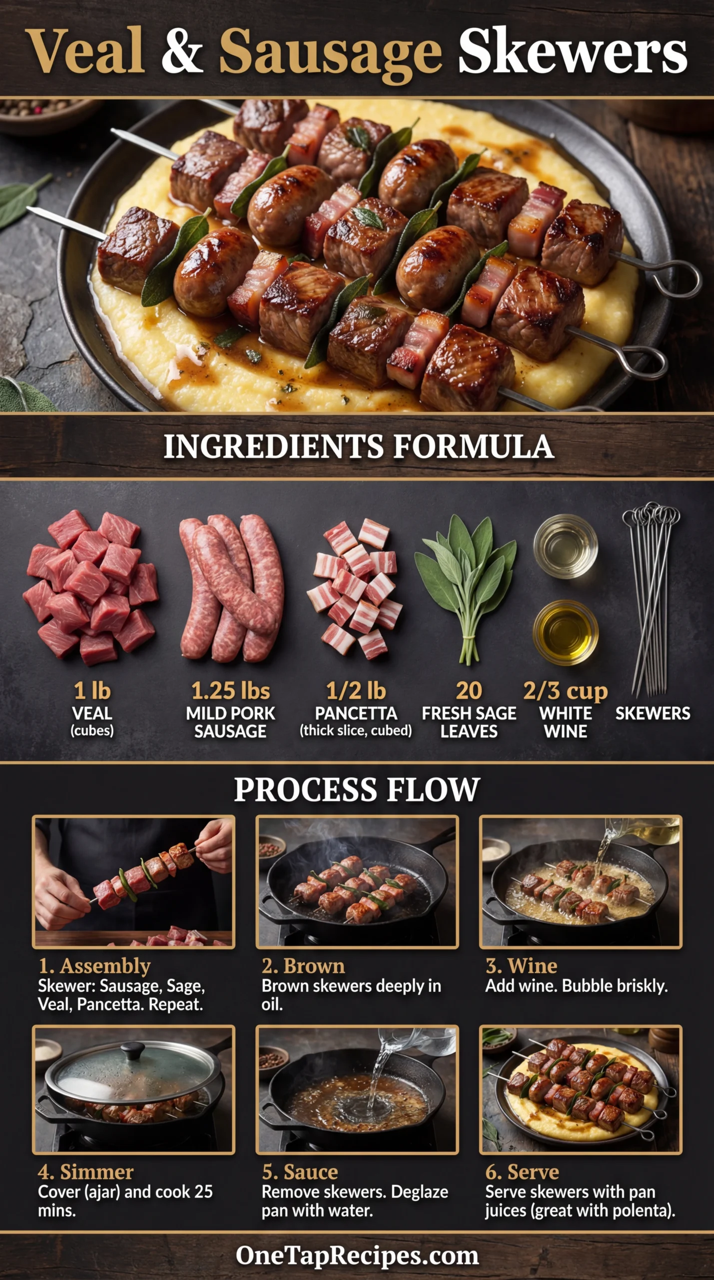 Skewered Veal and Sausage (All'uccelletto)