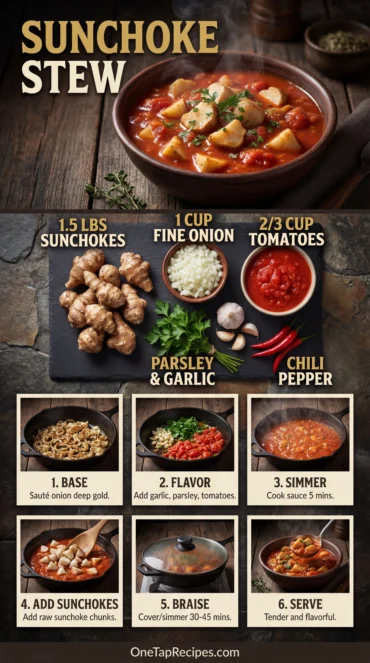 Smothered Sunchokes with Tomato and Onion