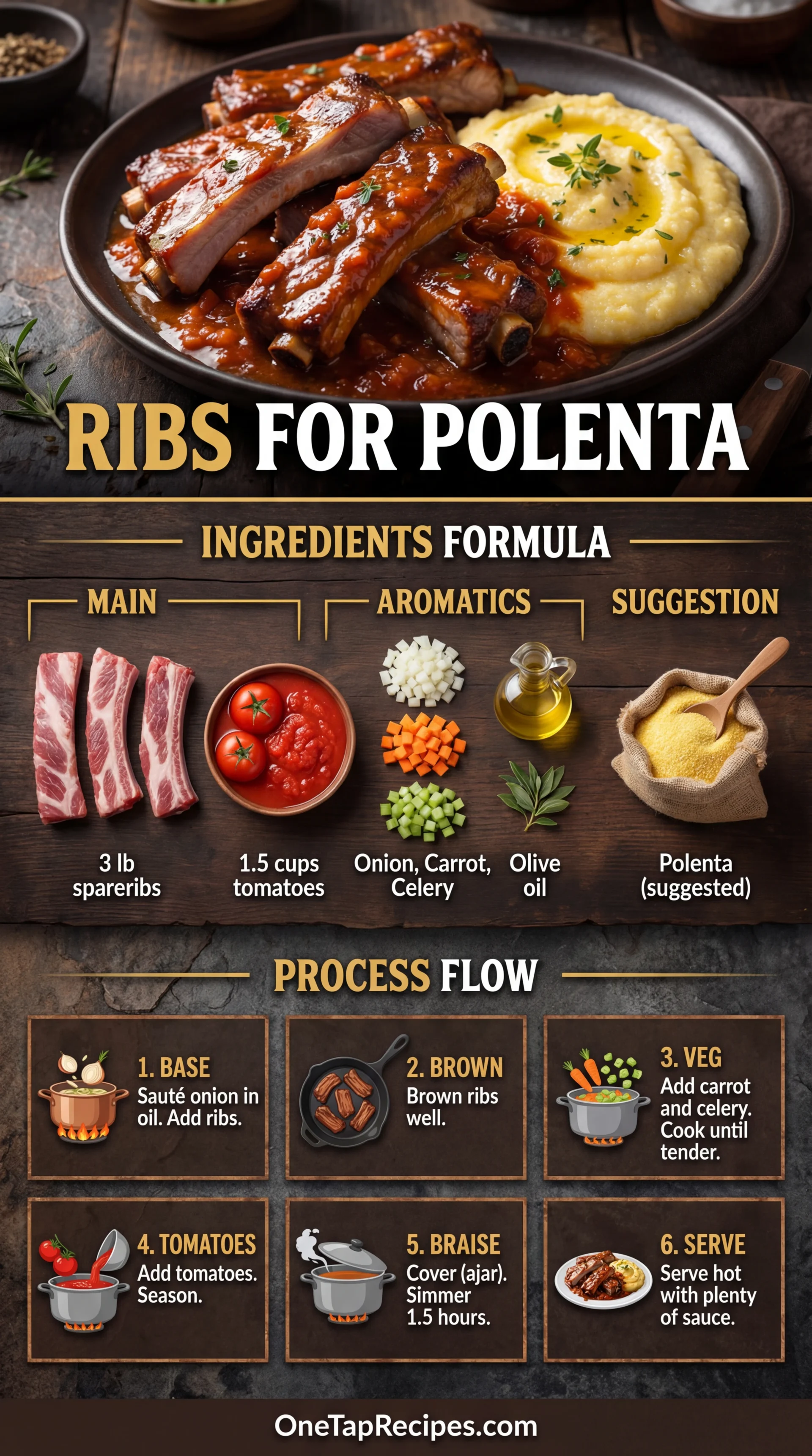 Spareribs with Tomatoes and Vegetables for Polenta