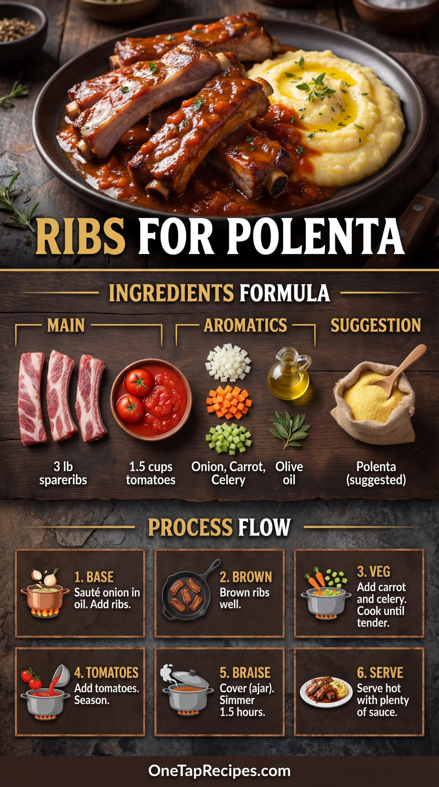 Spareribs with Tomatoes and Vegetables for Polenta