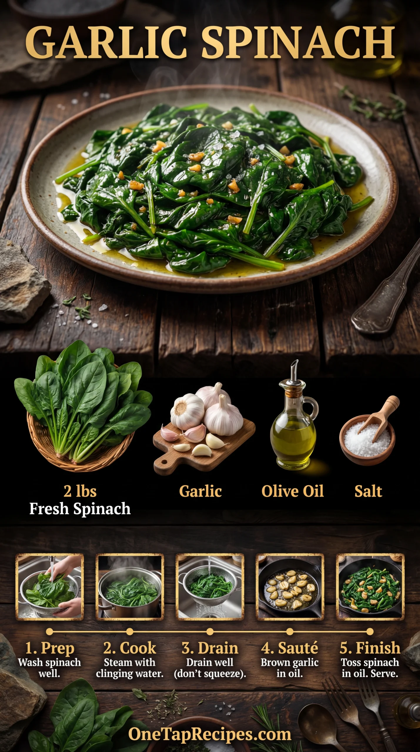 Spinach Sautéed with Olive Oil and Garlic
