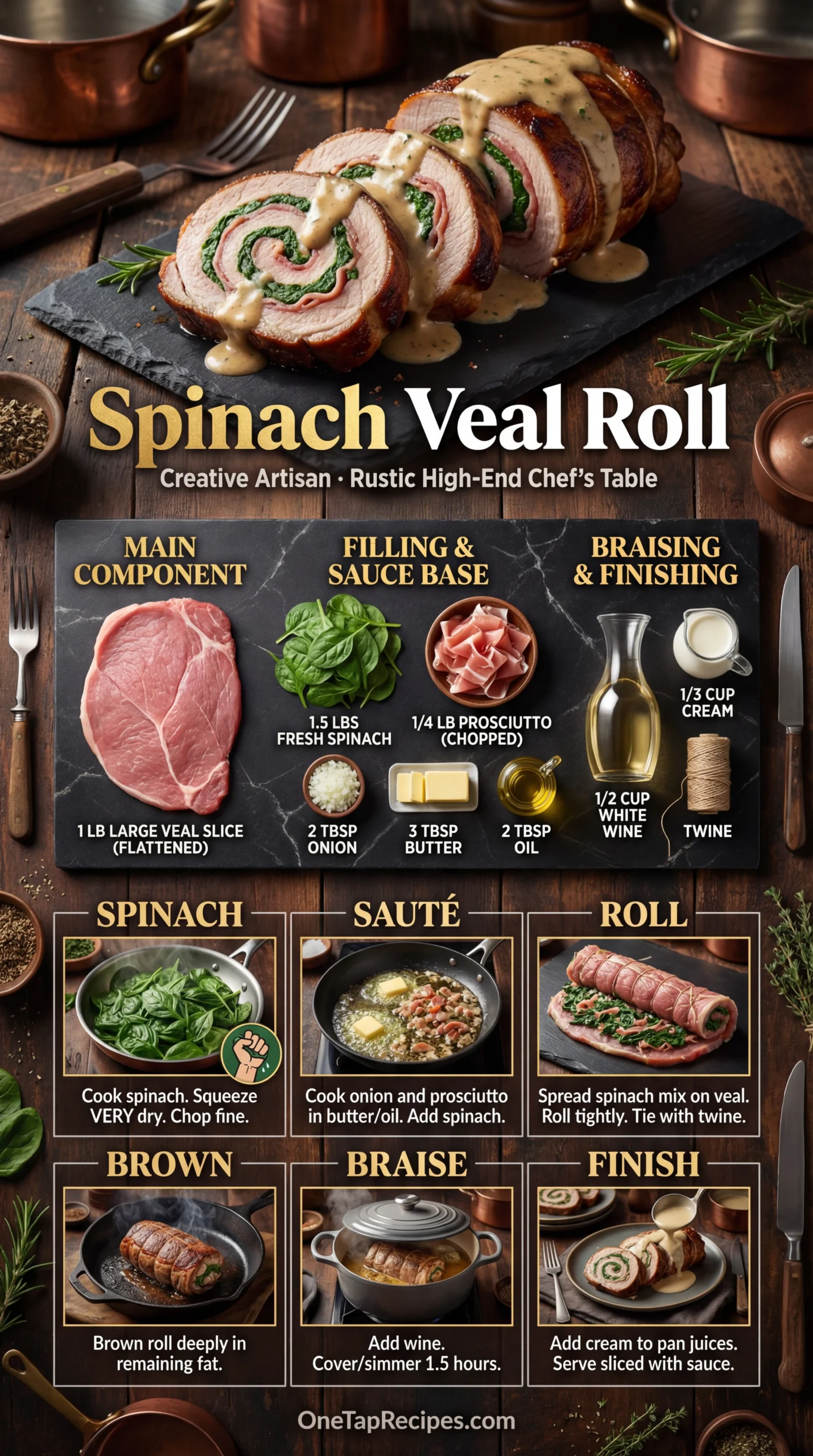 Veal Roll with Spinach and Prosciutto Stuffing