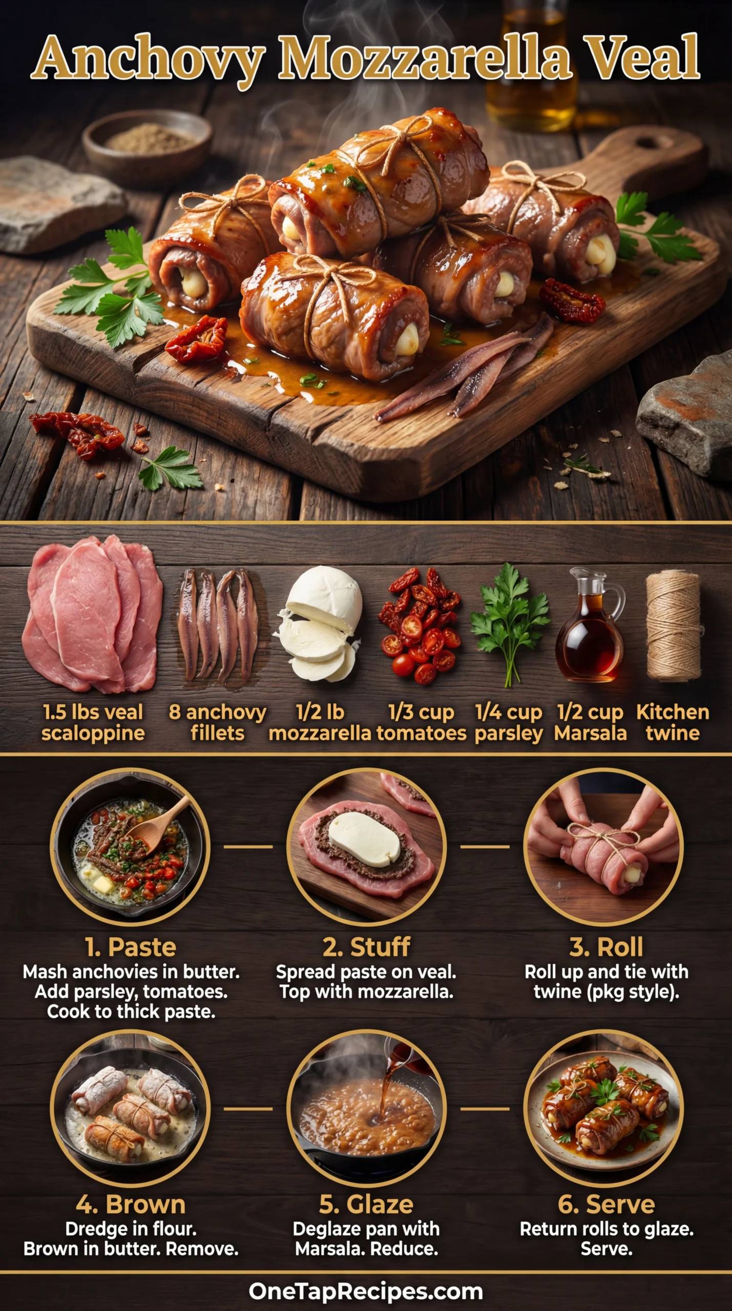 Veal Rolls with Anchovy and Mozzarella