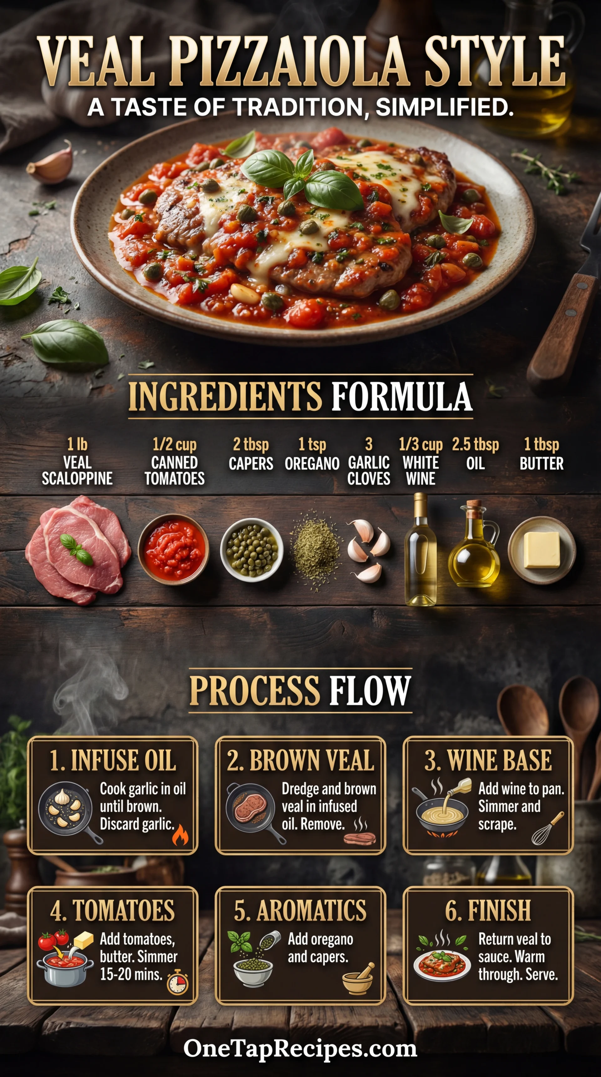 Veal Scaloppine with Tomato, Oregano, and Capers