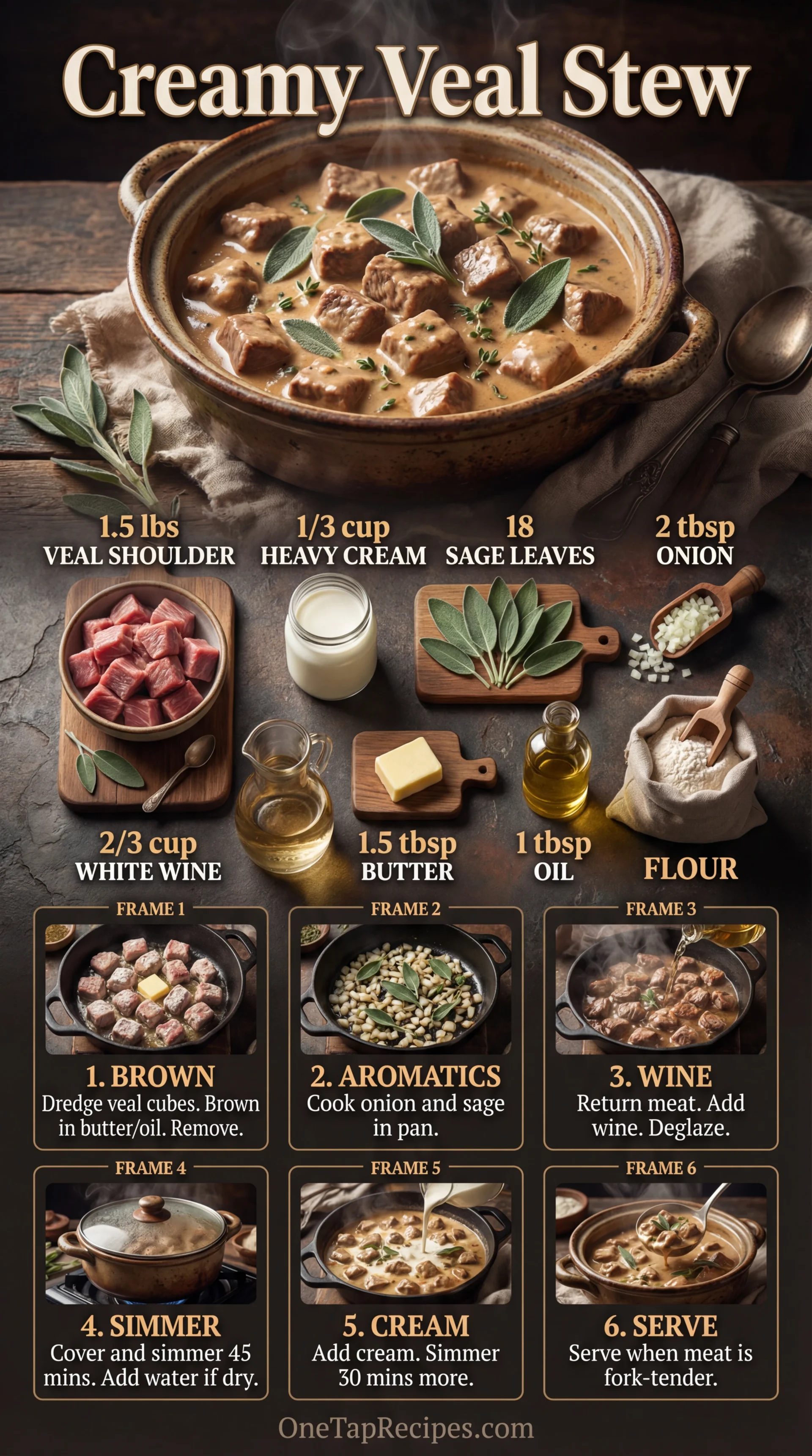 Veal Stew with Sage, White Wine, and Cream