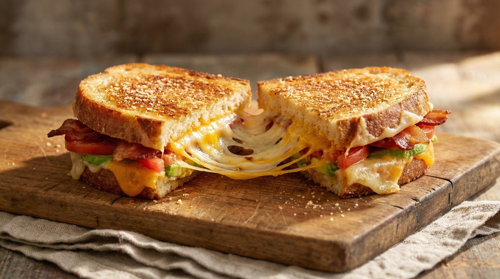 Grilled Four-Cheese Bacon Sandwich