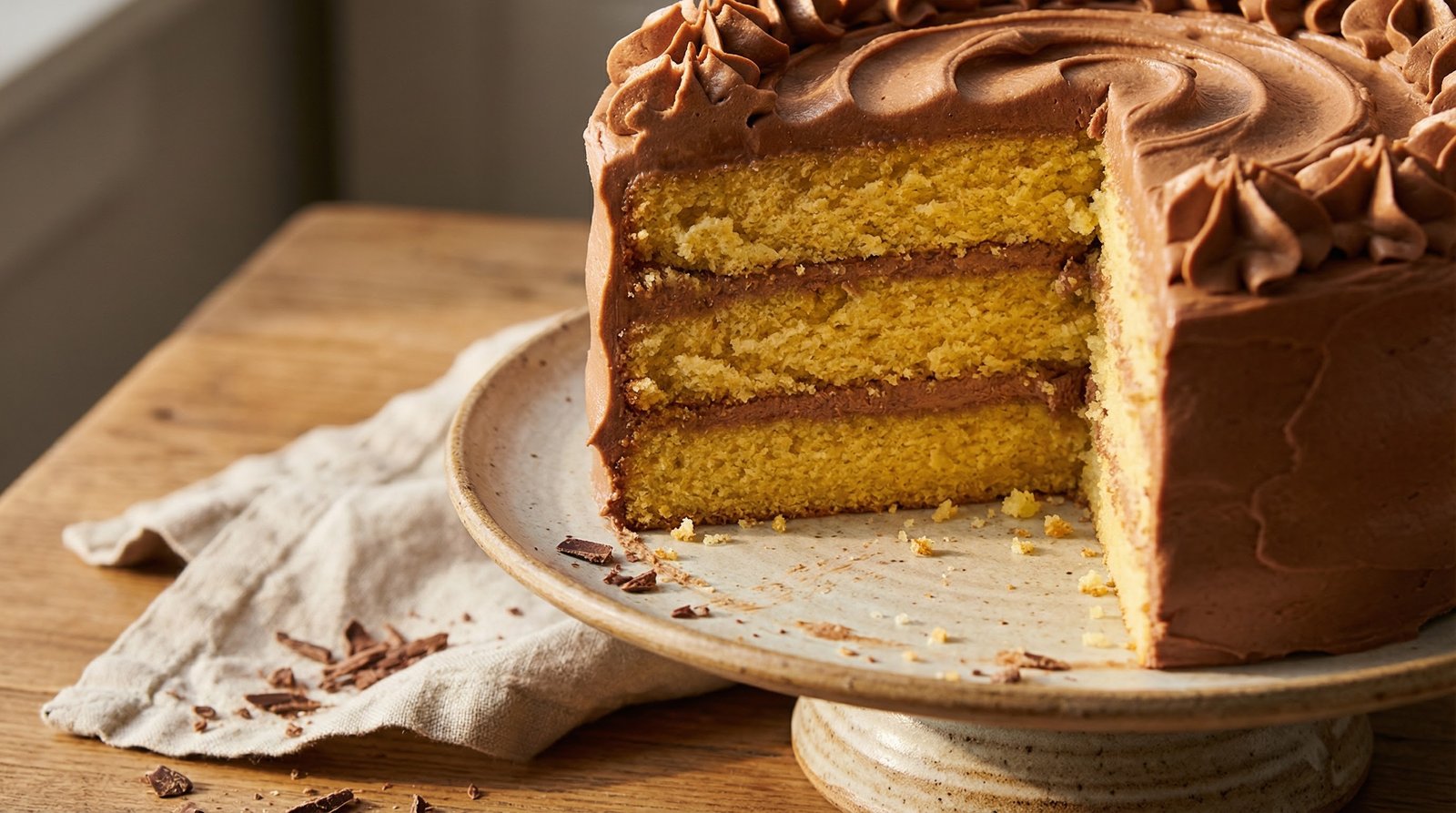 Yellow Cake with Malted Chocolate Buttercream