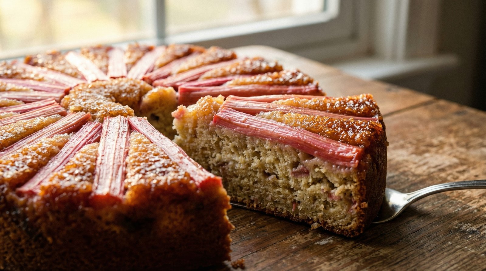 Rhubarb Cream Cheese Spoke Cake