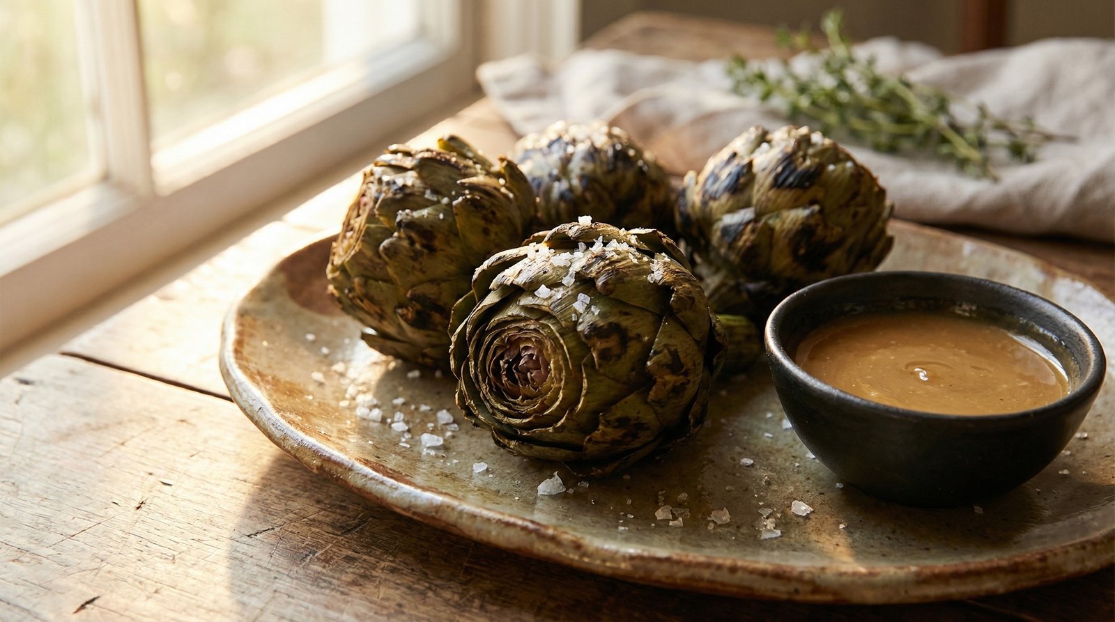 Grilled Baby Artichokes with Brown Butter Aïoli