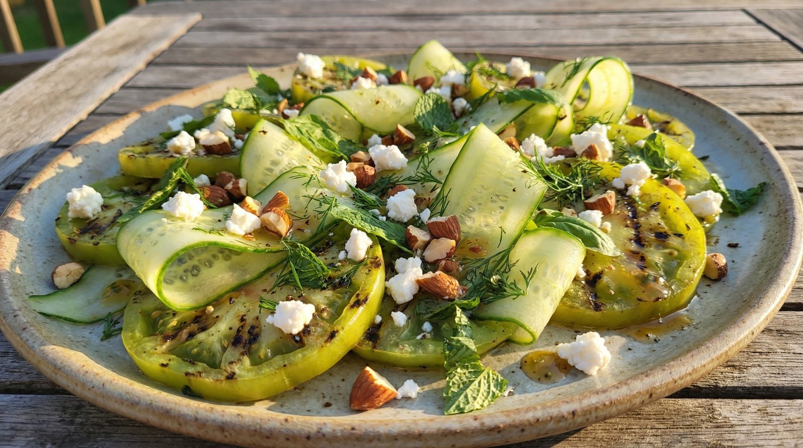 Grilled Green Tomatoes with Jalapeno Vinaigrette