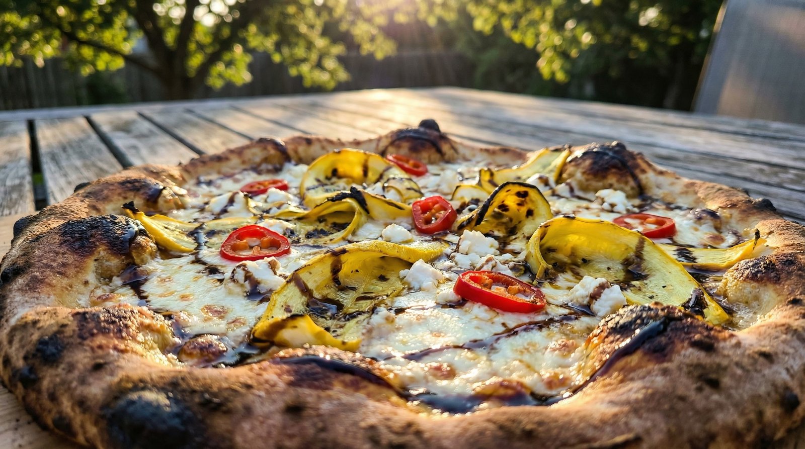 Grilled Goat Cheese and Squash Pizza