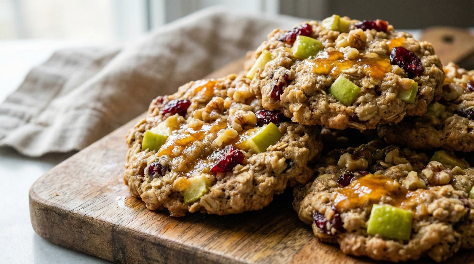 Chewy Apple Cranberry Oatmeal Cookies
