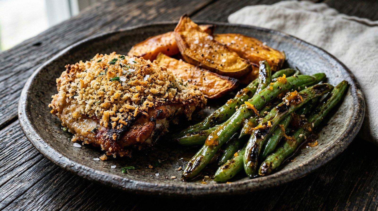 Crispy Chicken with Sweet Potato Fries