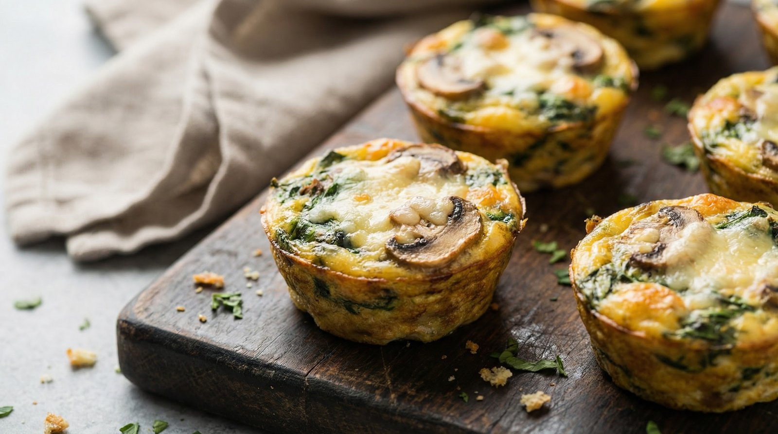 Cheesy Mushroom-Spinach Mini Frittatas