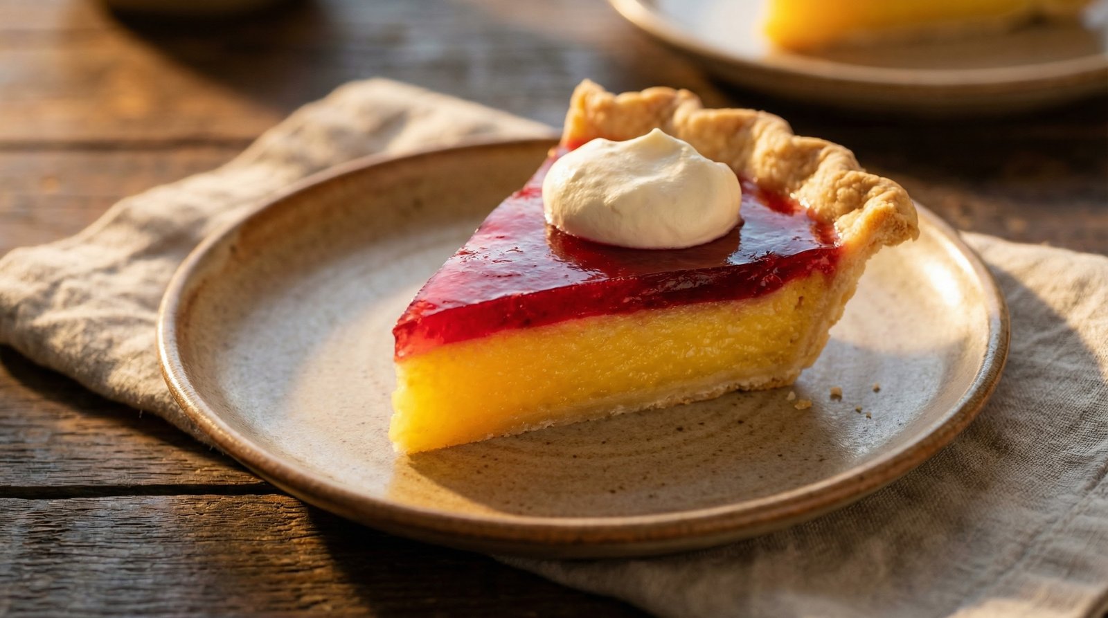 Orange Chess Pie with Cranberry Gelée