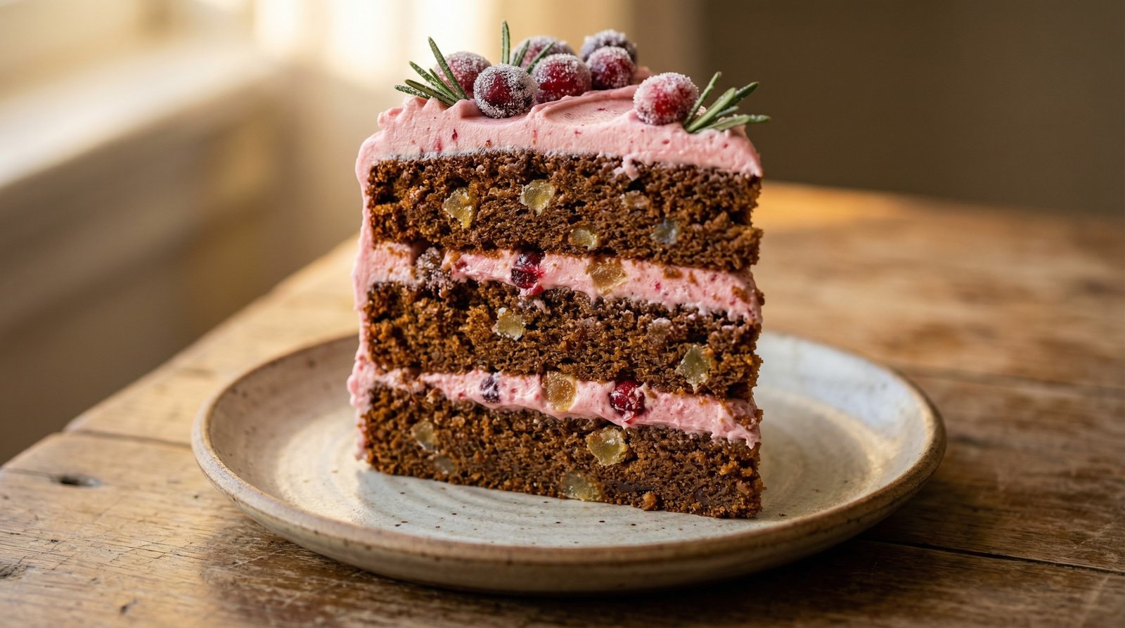 Gingerbread Cake with Cranberry Frosting