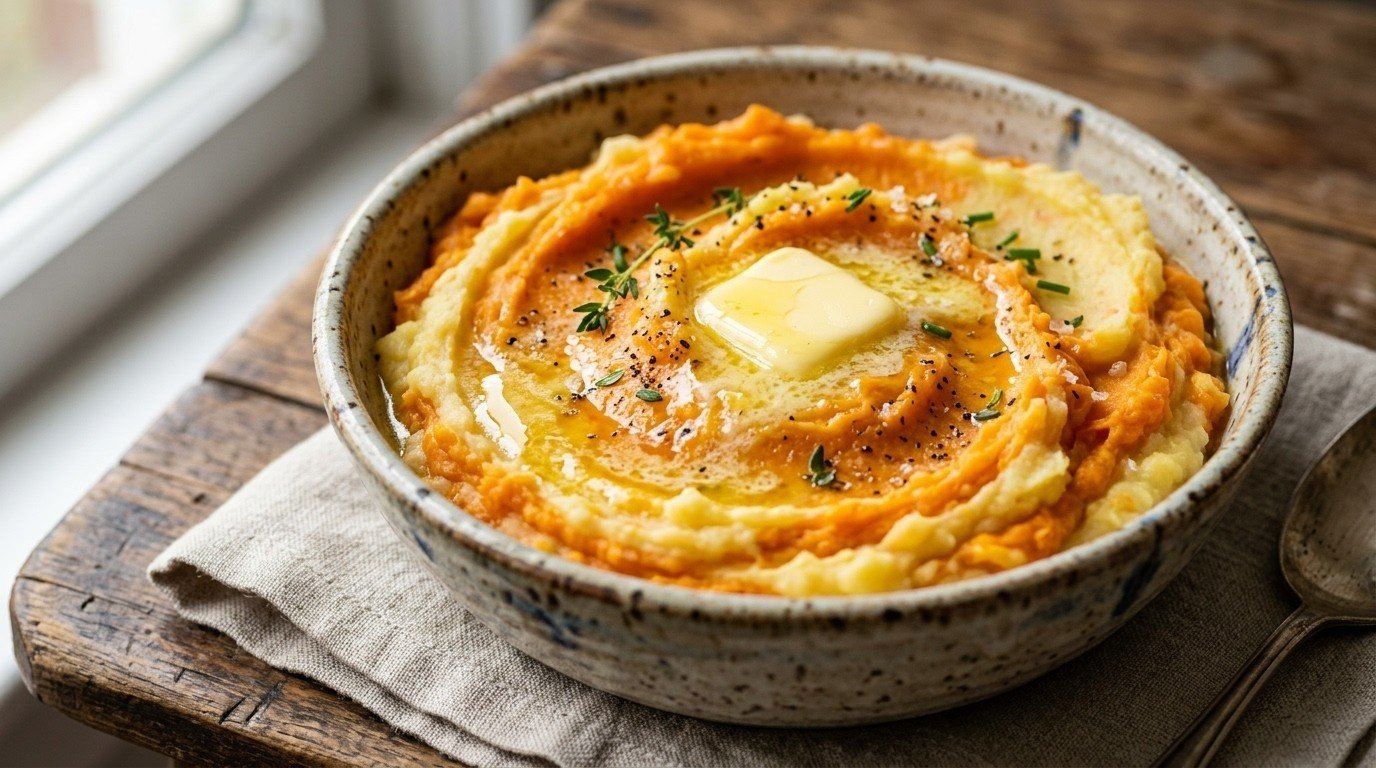 Rutabaga and Sweet Potato Swirl