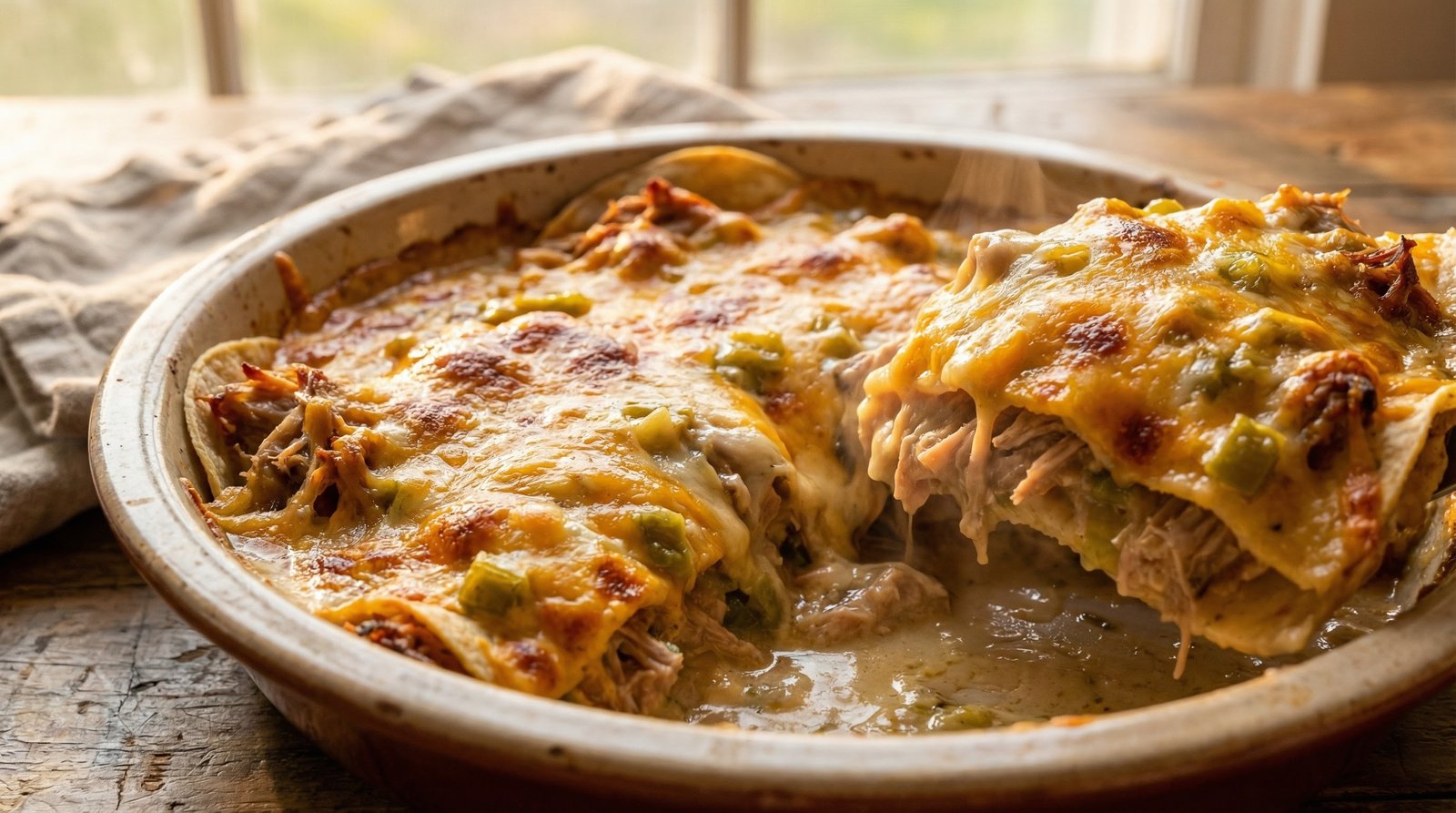 Pulled Pork Enchilada Casserole