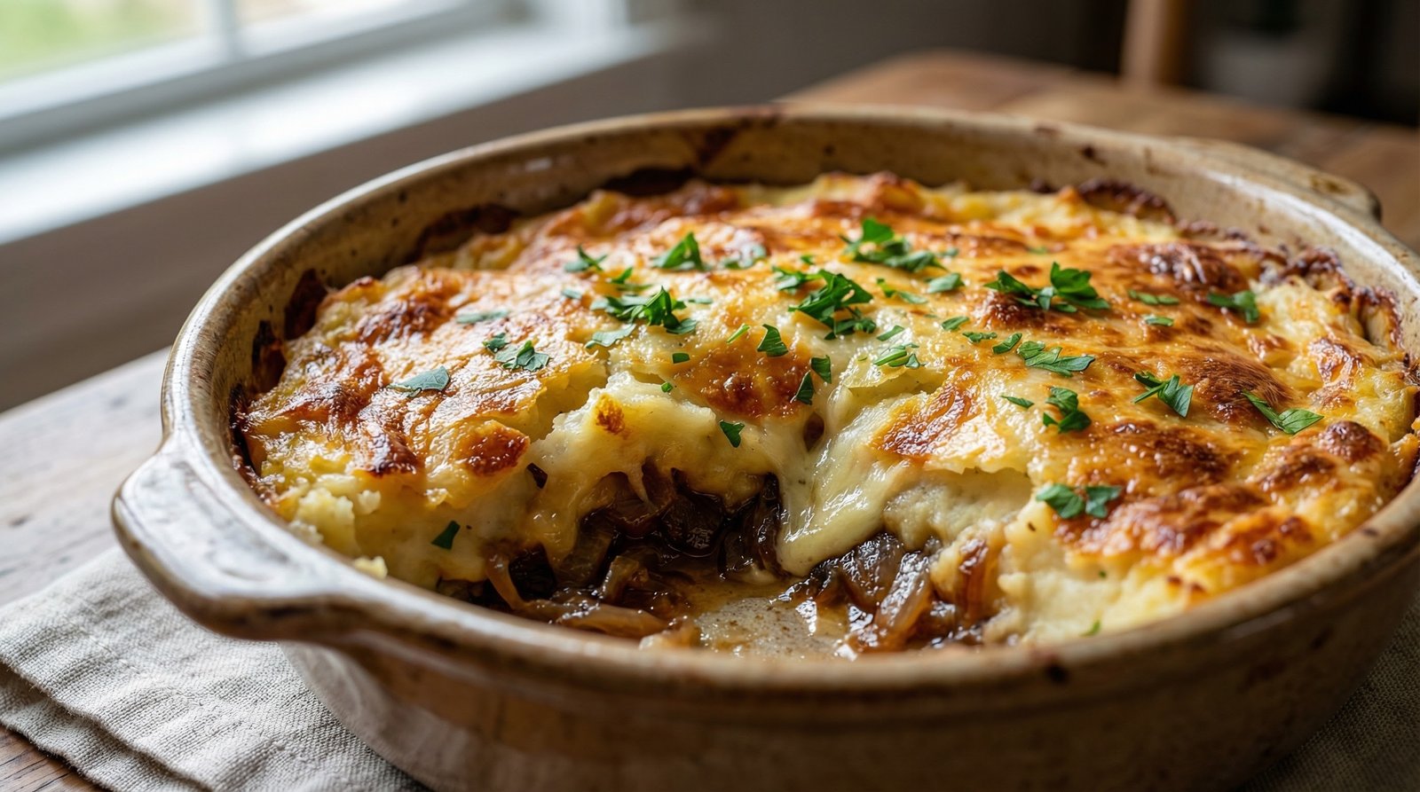 Caramelized Onion Mashed Potato Bake