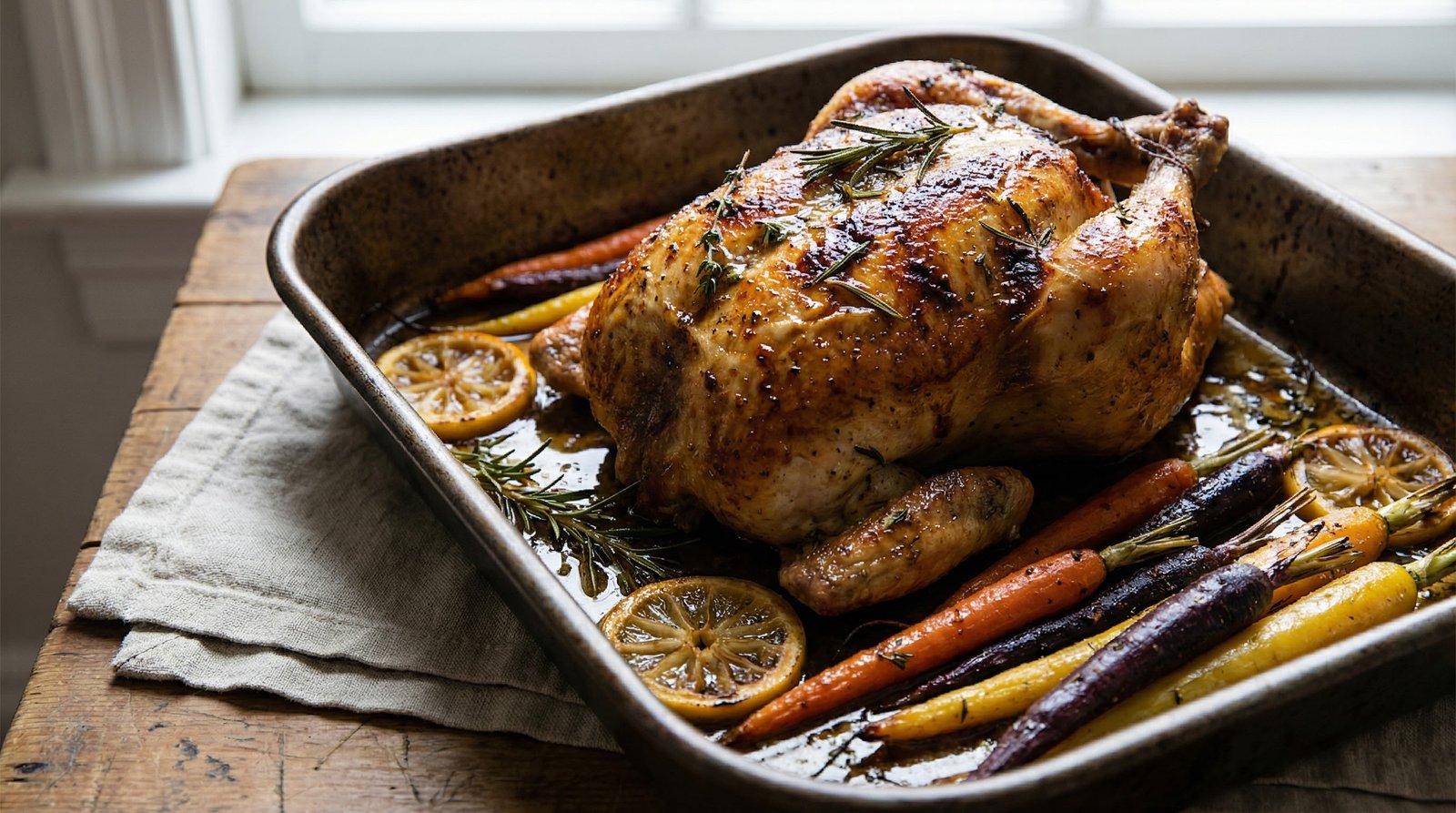 Lemon Roasted Chicken with Carrots