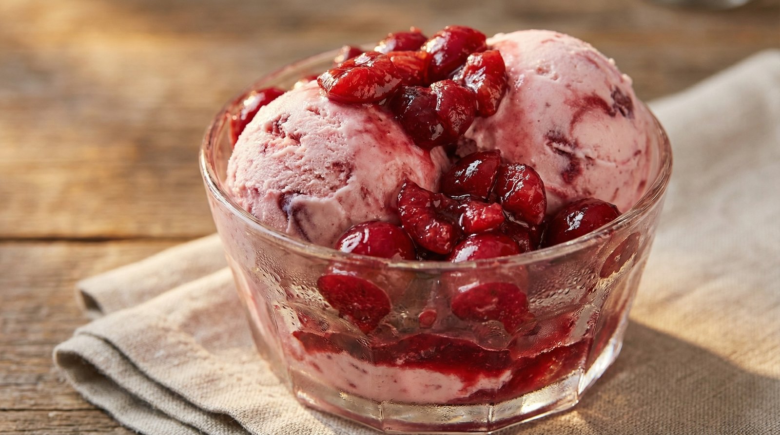 Cherry Vanilla Ice Cream Sundaes