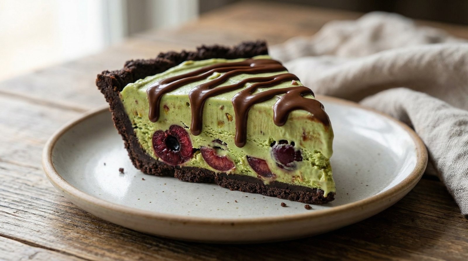 Cherry Pistachio Ice Cream Pie