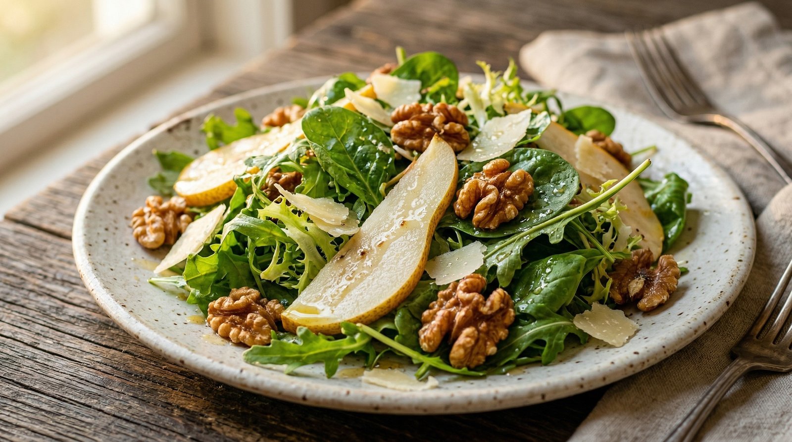 Walnut, Pear & Green Leaf Salad