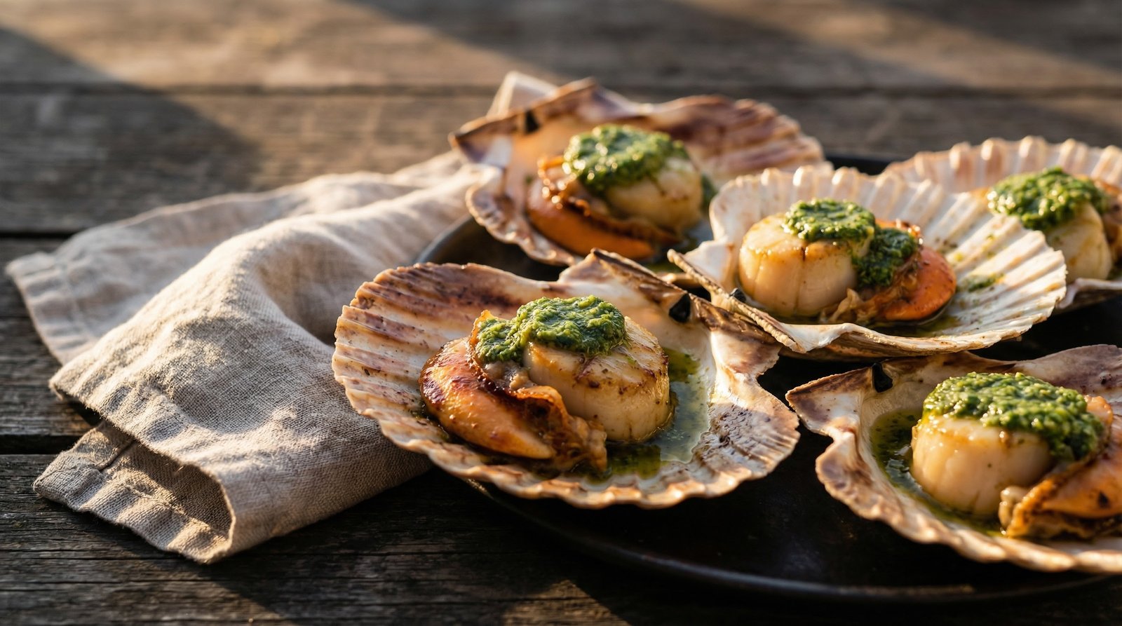 Grilled Scallops with Pesto
