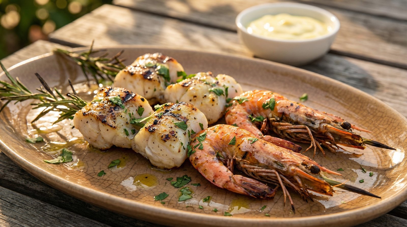 Umbrian Prawn and Monkfish Skewers