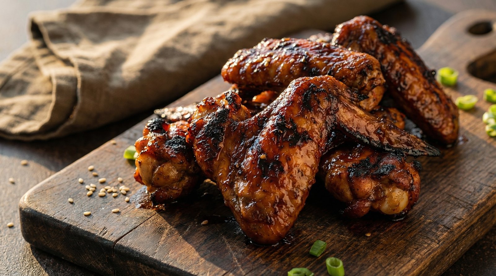 Dark Soy and Ginger Grilled Chicken Wings
