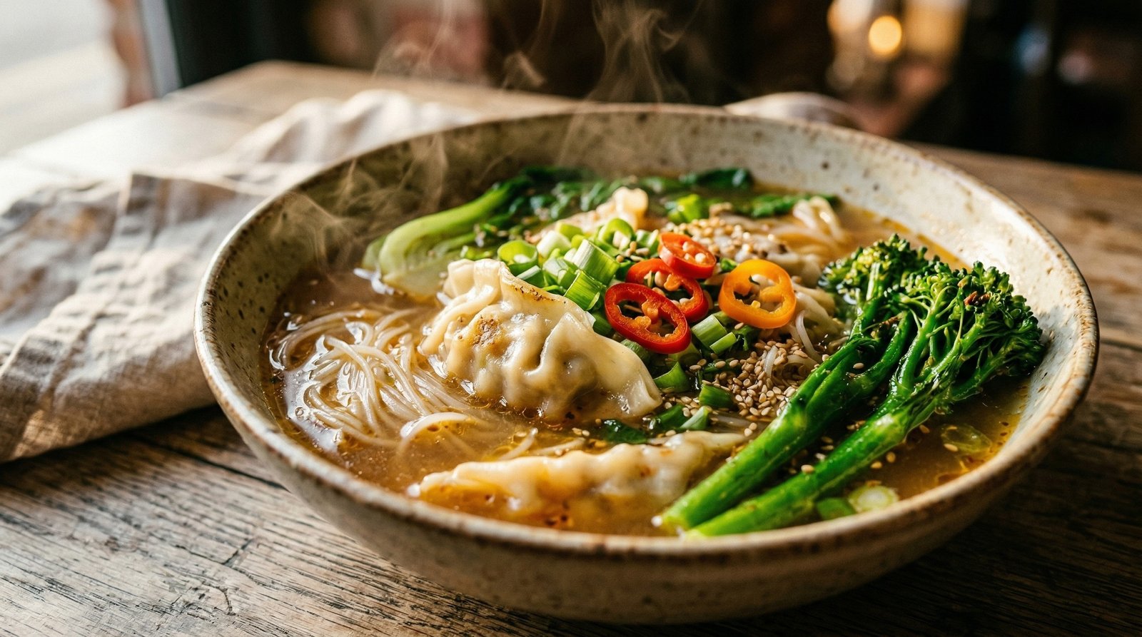 Vegetable Gyoza Noodle Soup