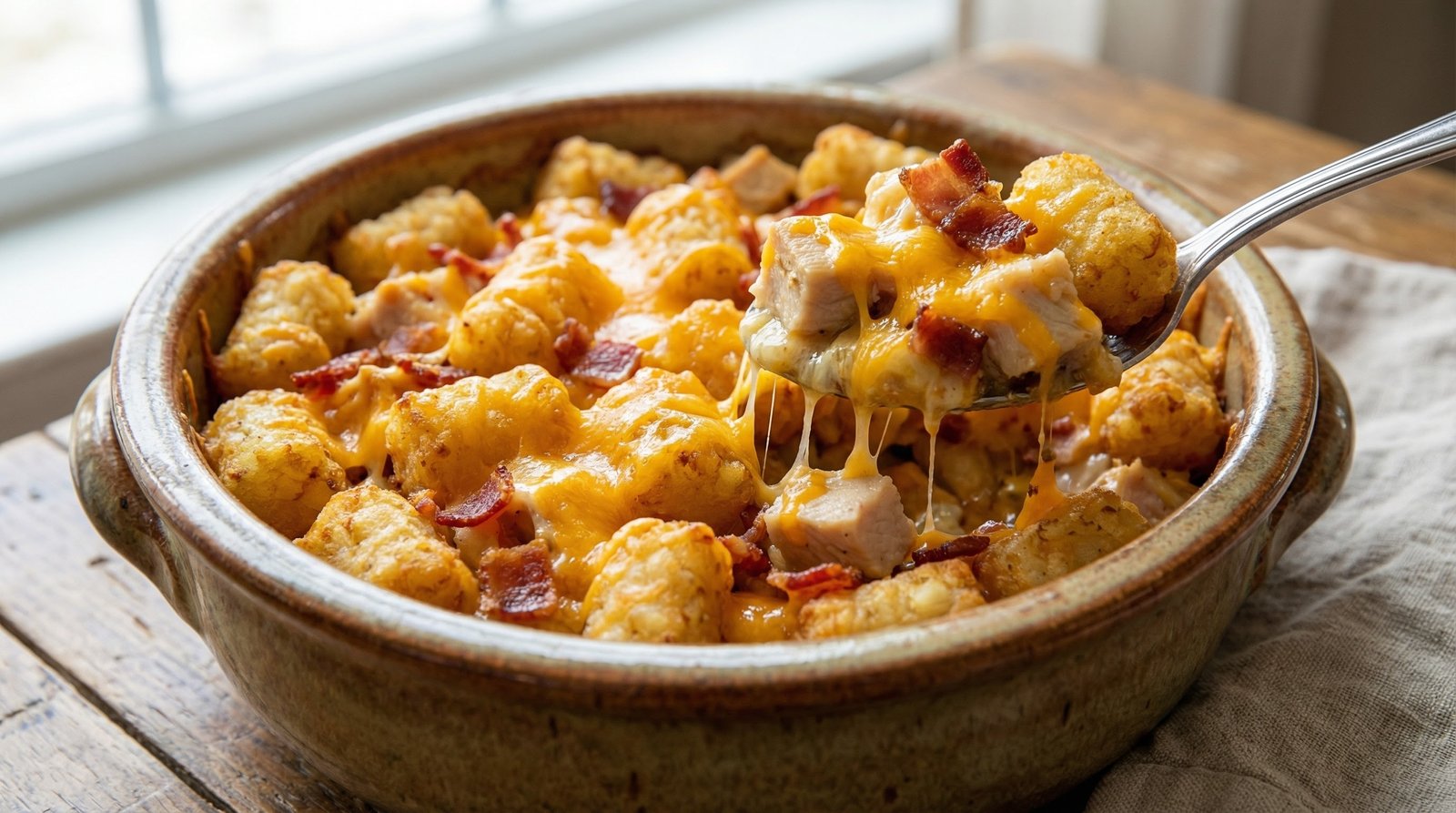 Cheesy Chicken and Tots Casserole