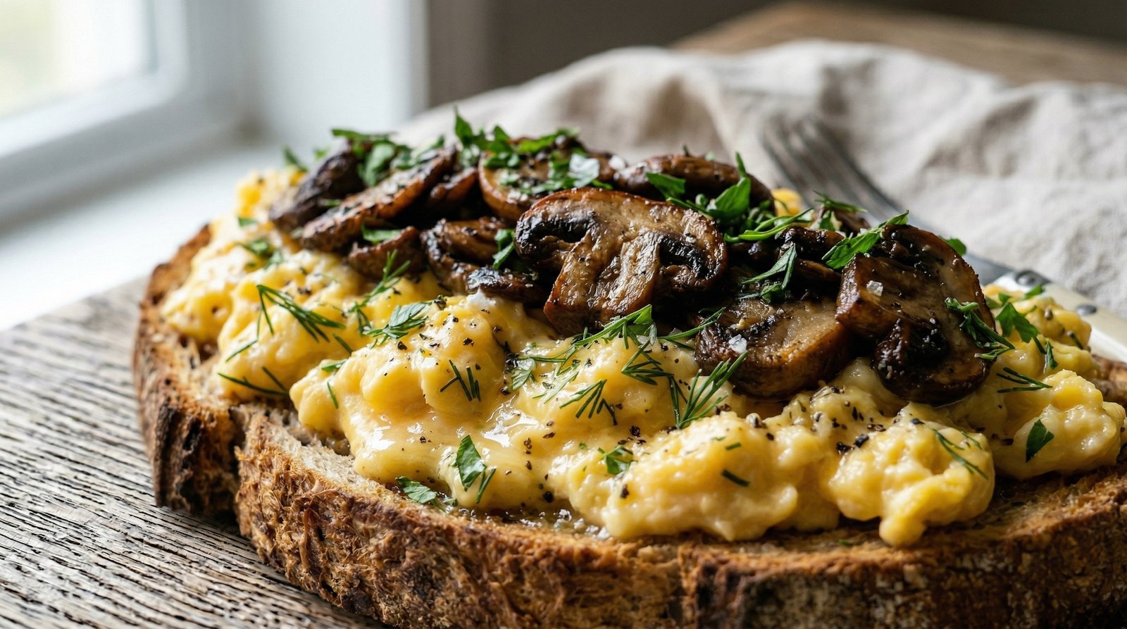 Mushroom & Egg Breakfast Bruschetta