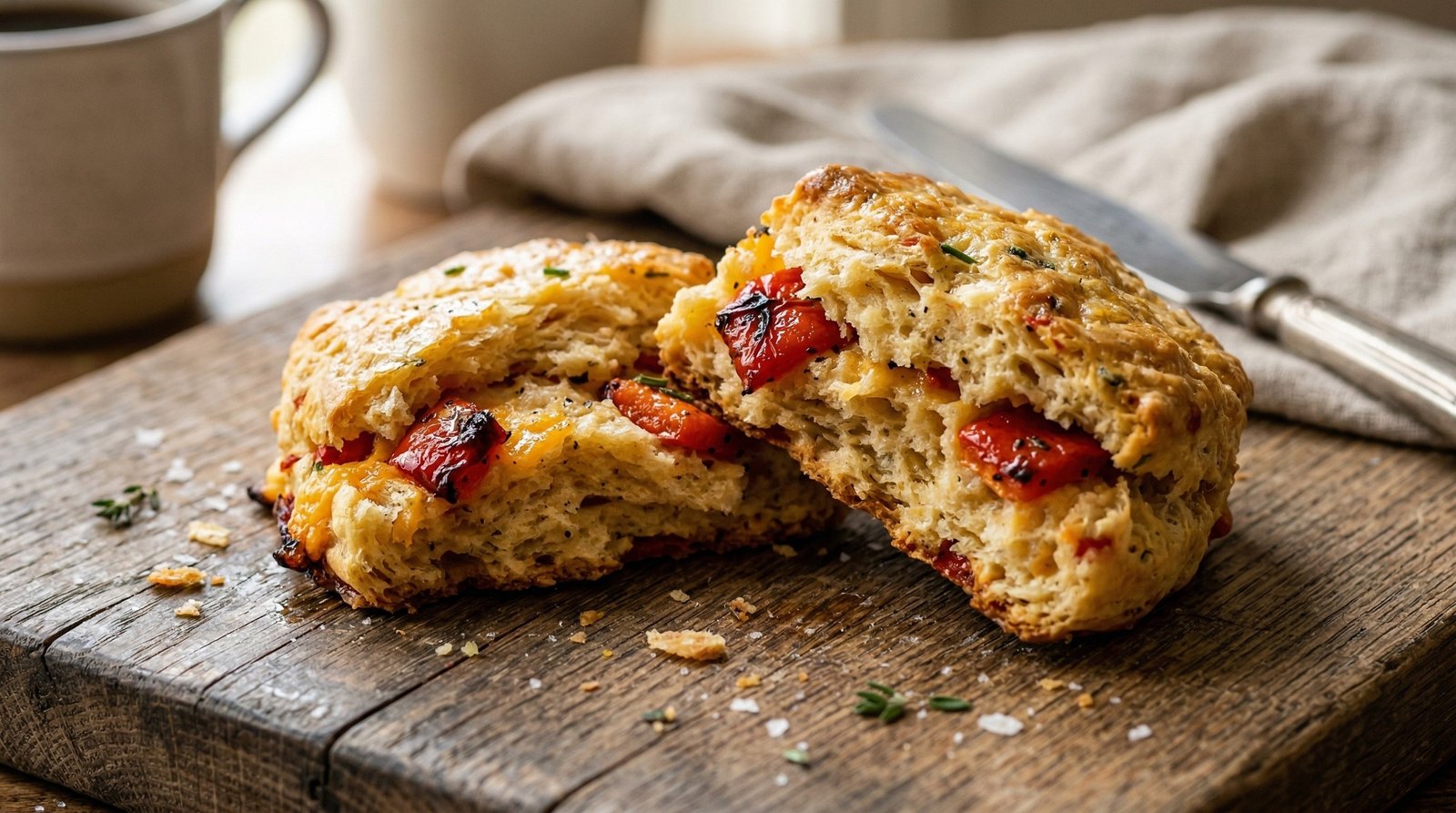 Roasted Red Pepper Breakfast Biscuits
