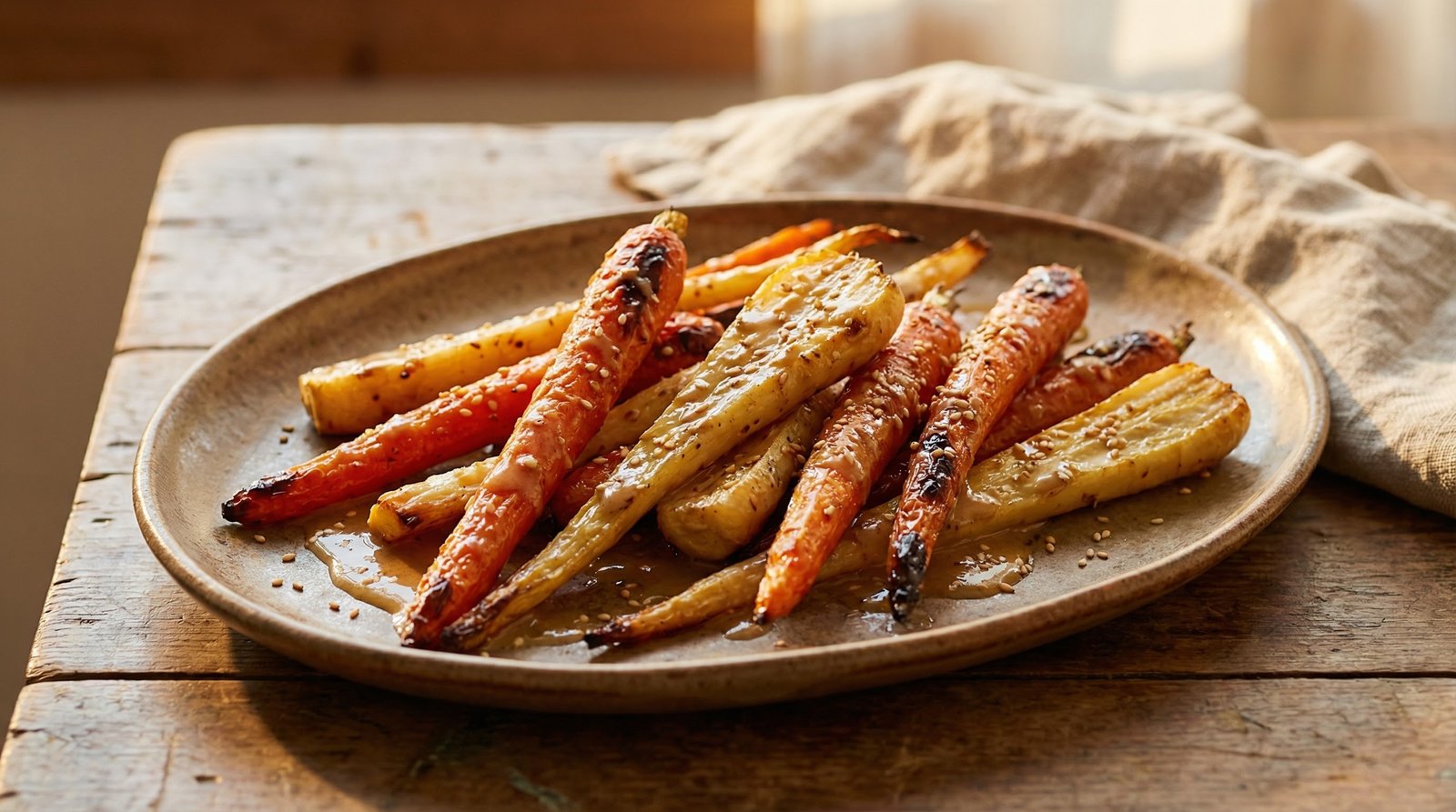 Tahini Roasted Carrots and Parsnips
