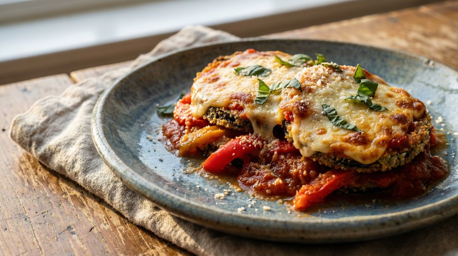 Slow Cooker Red Pepper and Eggplant Parmesan