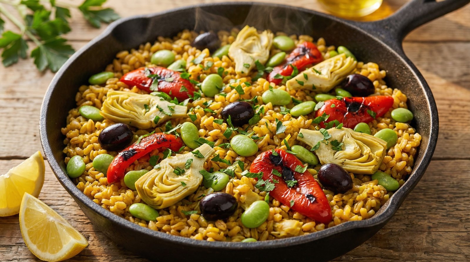 Vegetable Farro Paella