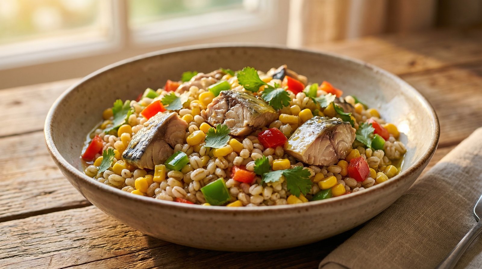 Barley, Corn, and Mackerel Medley