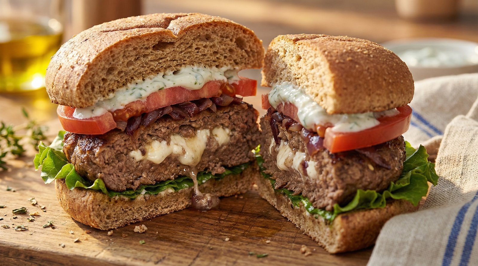 Stuffed Greek Lamb Burgers