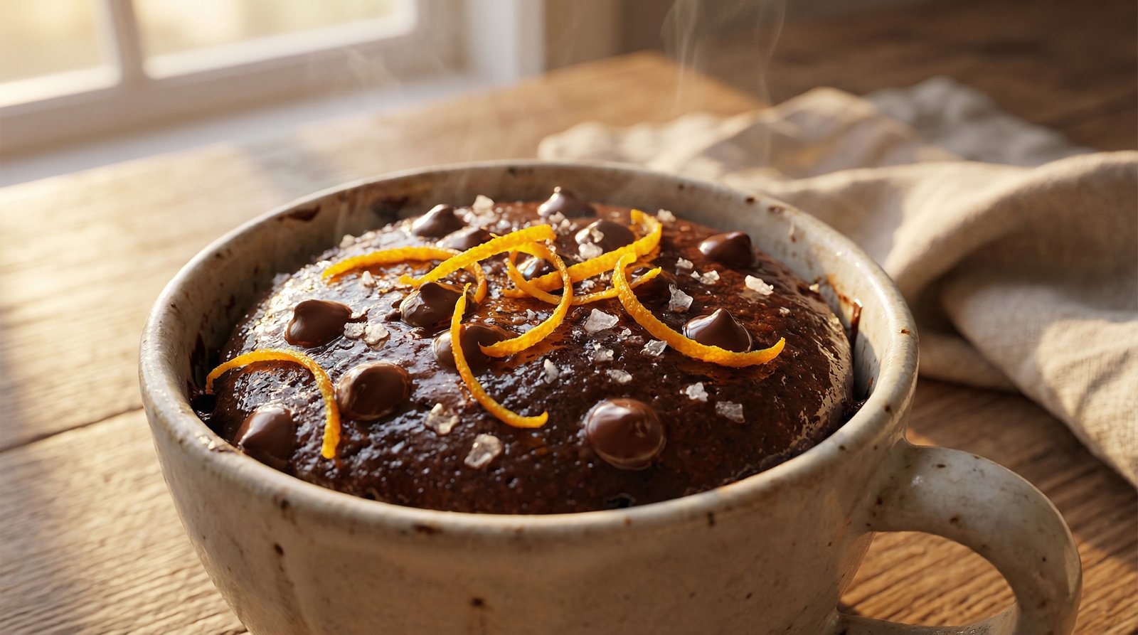 Salted Dark Chocolate Orange Mug Cake