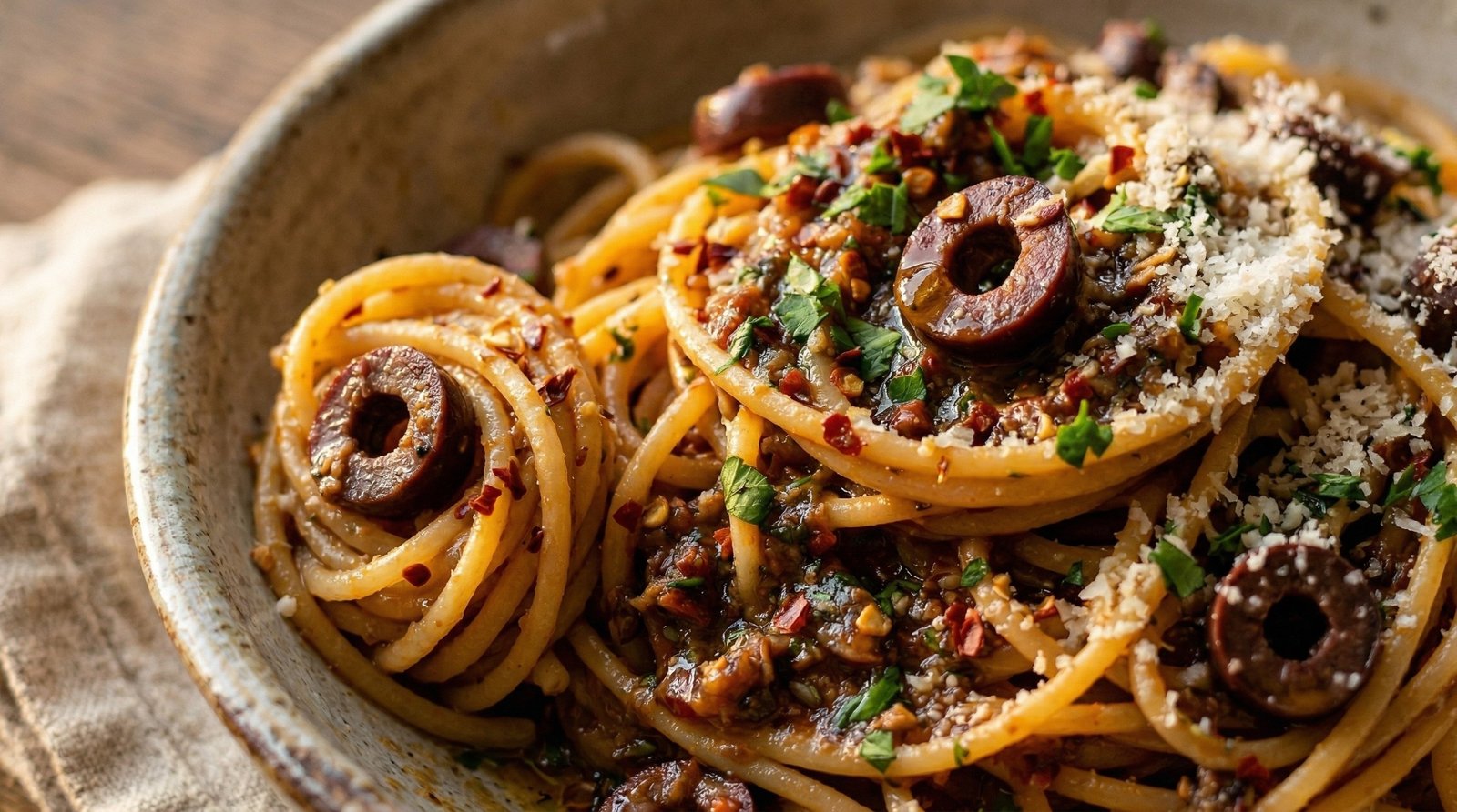 Spaghetti with Anchovies and Olives